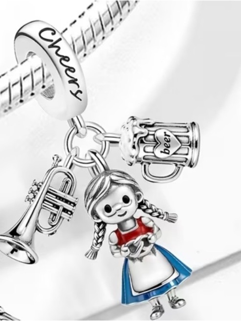 German Oktoberfest Heidi Beer Mug Trumpet Dangle Charm-NEW